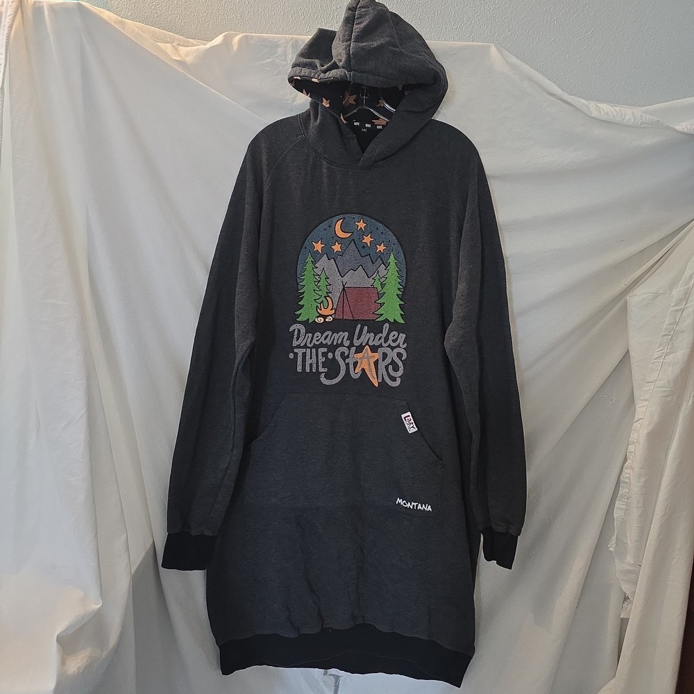 Lazy One Sleep Hoodie "Dream Under Stars"‎ Camping Long Pajama Sweatshirt L/XL